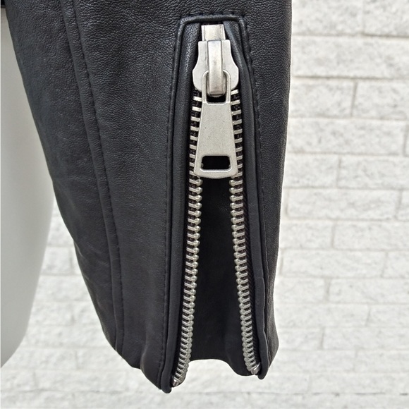 NEW 7 FOR ALL MANKIND BLACK 100% LEATHER BIKER NWT - Picture 9 of 10